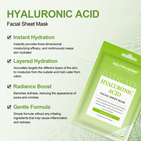 Hyaluronic acid facial sheet mask